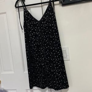 Topshop dress black velour with silver sparkles button detail down the front NWT